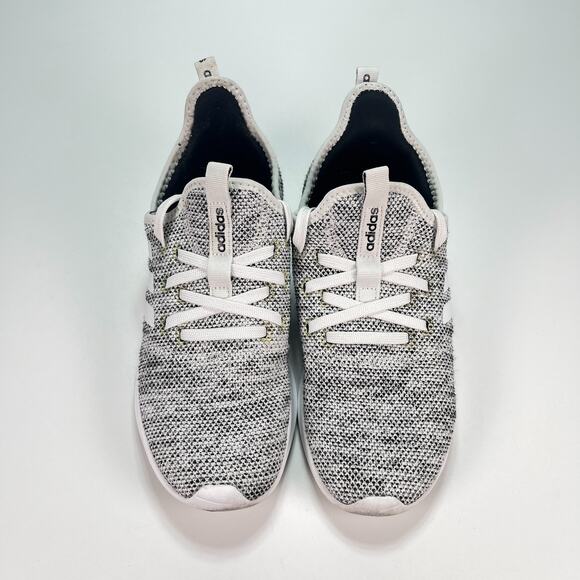 Adidas Cloudfoam Pure White Black Knit Running Shoes DB0695 Women's Size 7 - Picture 3 of 10